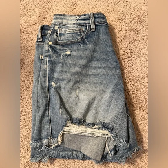 Judy Blue Distressed Button fly Jean Shorts EUC - Picture 7 of 11